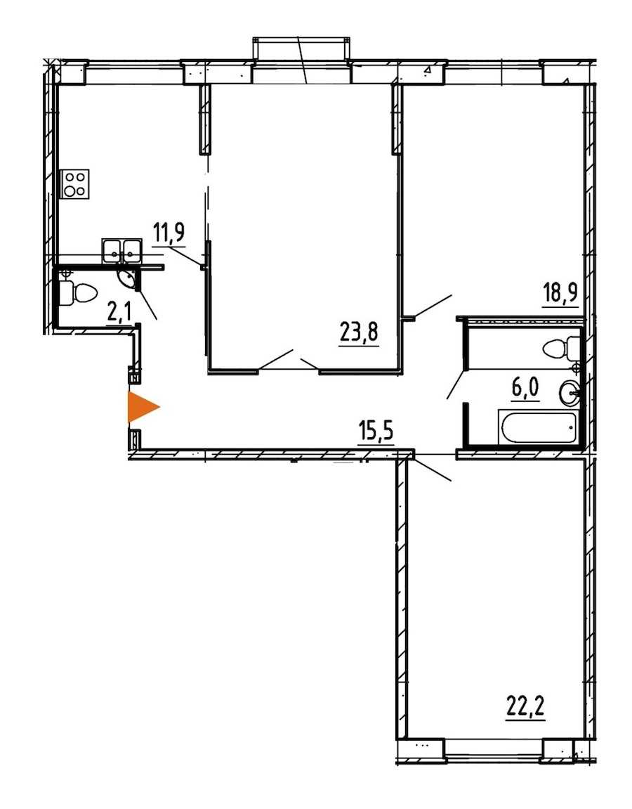 Трехкомнатная квартира в : площадь 100.4 м2 , этаж: 2 – купить в Санкт-Петербурге